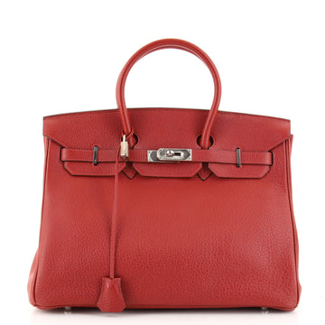 Hermes Birkin Handbag Red Buffalo Skipper with Palladium Hardware 35