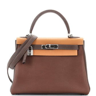 Hermes Kelly Handbag Tricolor Togo with Ruthenium Hardware 28