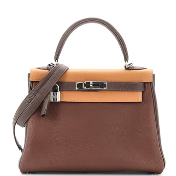 Hermes Kelly Handbag Tricolor Togo with Ruthenium Hardware 28