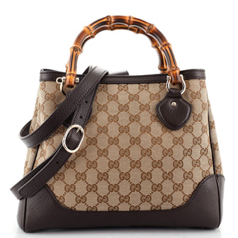 Gucci Diana Bamboo Top Handle Tote GG Canvas Small