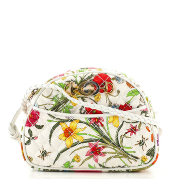 Gucci Camera Shoulder Bag Quilted Flora Canvas Small