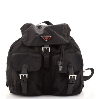 Prada Double Pocket Buckle Backpack Tessuto Medium
