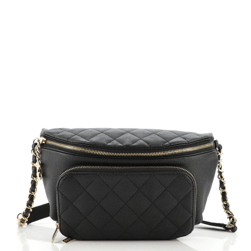 Chanel Business Affinity Waist Bag Quilted Caviar Medium Black 1151232
