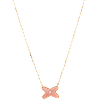 Chaumet Jeux de Liens Pendant Necklace 18K Rose Gold with Pink Opal and Diamond
