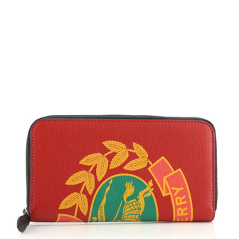 Burberry Logo Zip Around Wallet Printed Leather Long