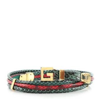 Gucci Square G Buckle Belt Snakeskin and Metal Thin
