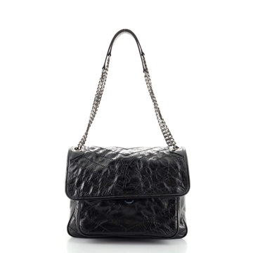 Saint Laurent Niki Chain Flap Bag Matelasse Chevron Leather Medium