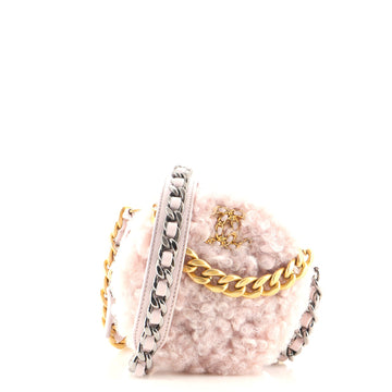 Chanel 19 Round Clutch with Chain Quilted Shearling