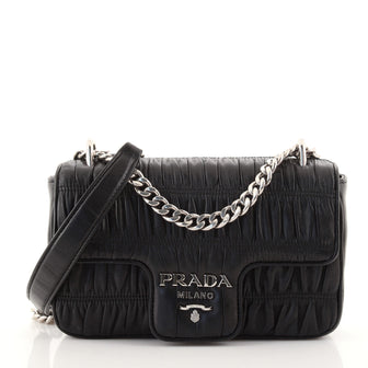Prada Chain Flap Shoulder Bag Nappa Gaufre Small