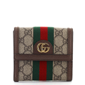 Gucci Ophidia French Flap Wallet GG Coated Canvas Compact