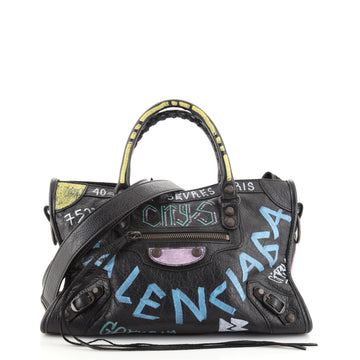 Balenciaga City Graffiti Classic Studs Bag Leather Small