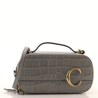 Chloe C Vanity Bag Crocodile Embossed Leather Mini