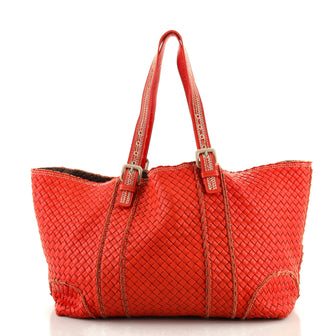 Bottega Veneta Belted Cabas Tote Intrecciato Nappa with Stitched Detail Large
