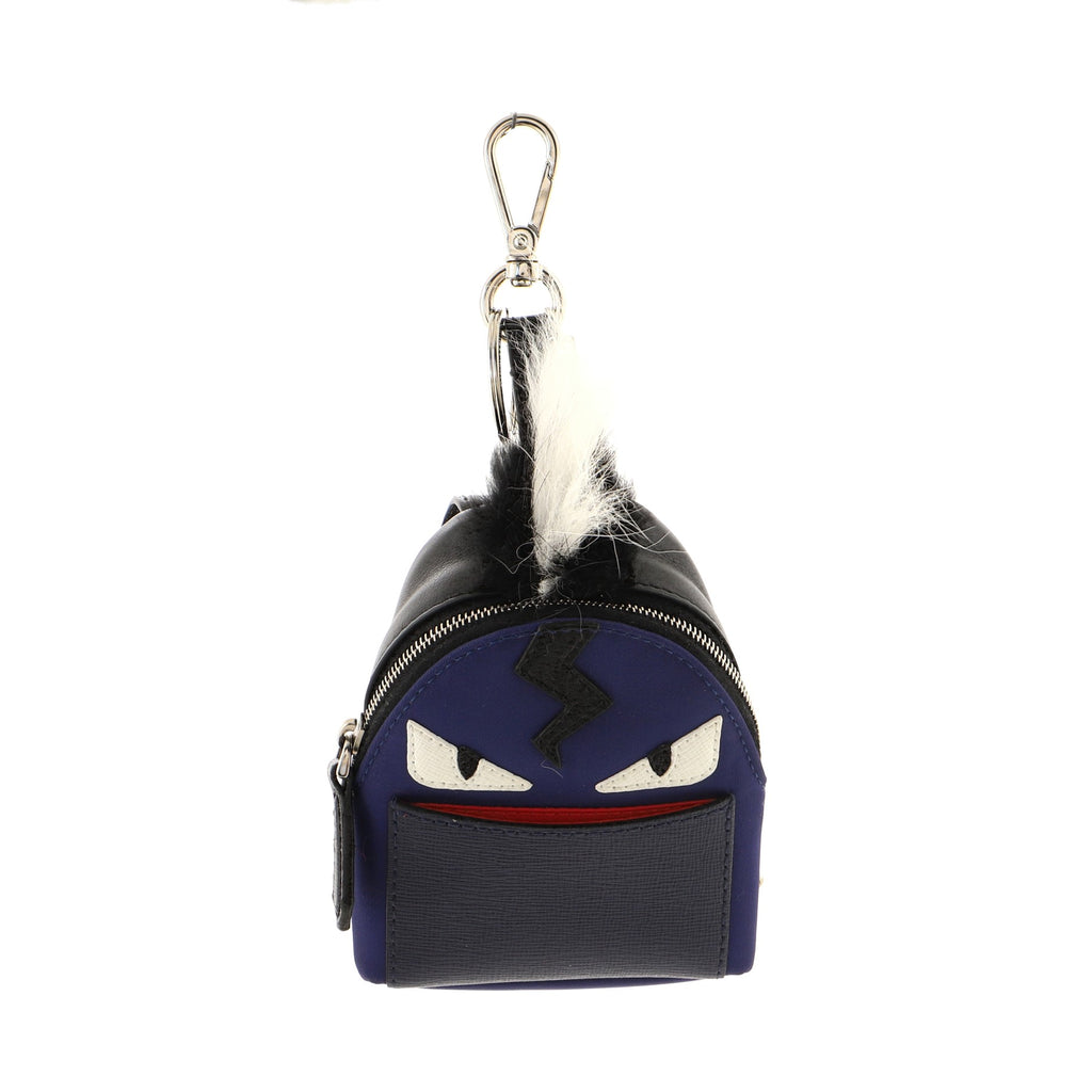 Fendi Monster Backpack Bag Charm Nylon with Leather and Fur Micro 131927