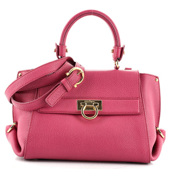 Salvatore Ferragamo Sofia Satchel Pebbled Leather Small
