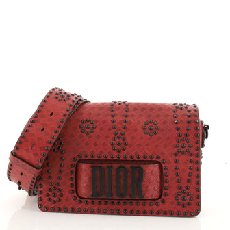 Christian Dior Dio(r)evolution Flap Bag Studded Embossed Leather Medium