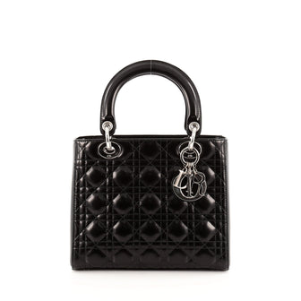 Christian Dior Vintage Lady Dior Handbag Cannage Quilt Patent Medium