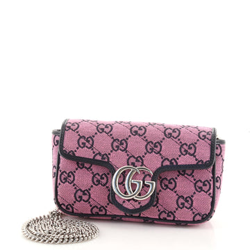 Gucci GG Marmont Flap Bag Diagonal Quilted GG Canvas Super Mini