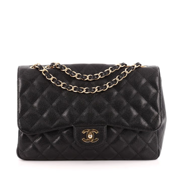 Chanel Classic Single Flap Bag Quilted Caviar Jumbo