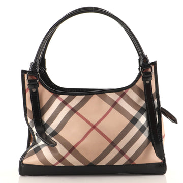 Burberry Ashmore Tote Nova Check Canvas and Patent Large