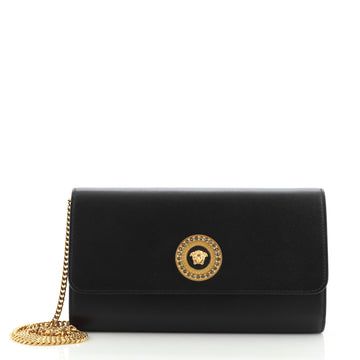 Versace Icon Wallet on Chain Leather with Crystals