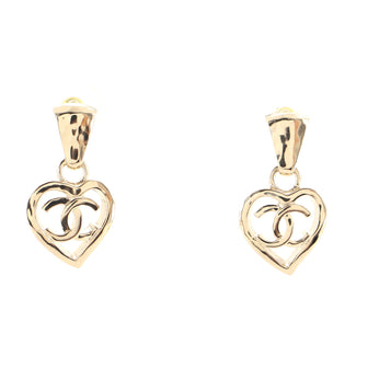 Chanel Coco In Love Heart CC Drop Earrings Metal