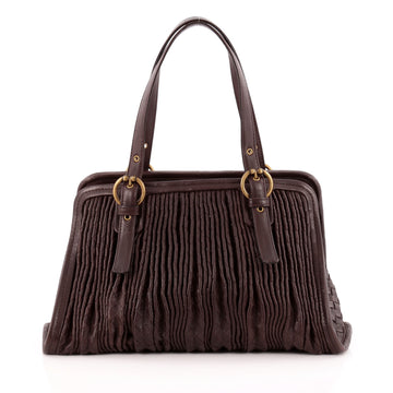 Bottega Veneta Belted Frame Satchel Pleated Intrecciato Nappa Large