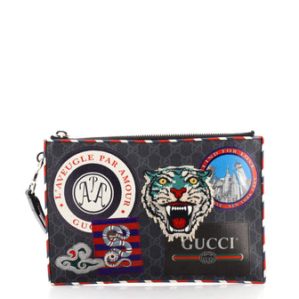 Gucci Night Courrier Pouch GG Coated Canvas with Applique