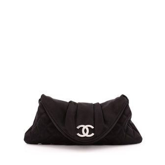 Chanel CC Half Moon Clutch Quilted Satin