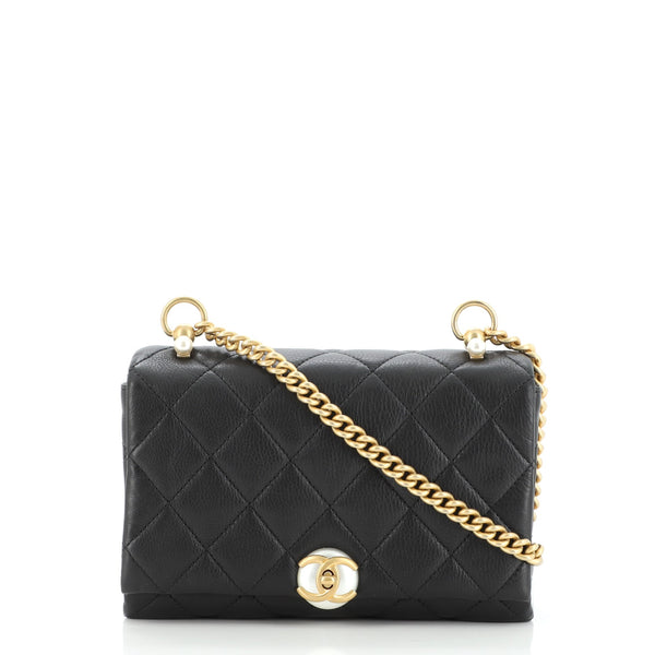 Chanel 2021 Mini Square Pearl Crush Flap Bag Medium