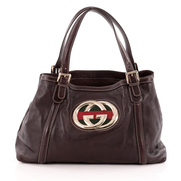 Gucci Britt Web Tote Leather Medium