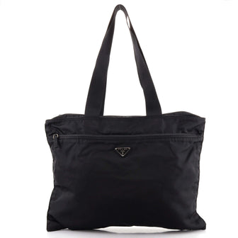 Prada Front Pocket Zip Tote Tessuto Large