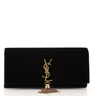 Saint Laurent Classic Monogram Tassel Clutch Velvet Long