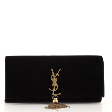Saint Laurent Classic Monogram Tassel Clutch Velvet Long