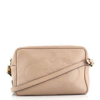 Prada Logo Camera Bag Embossed Leather Small