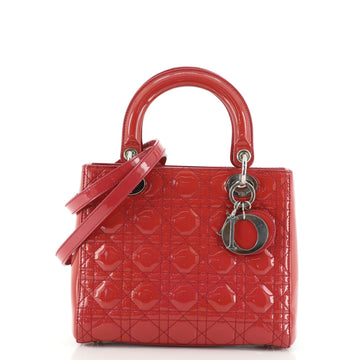 Christian Dior Lady Dior Bag Cannage Quilt Patent Medium