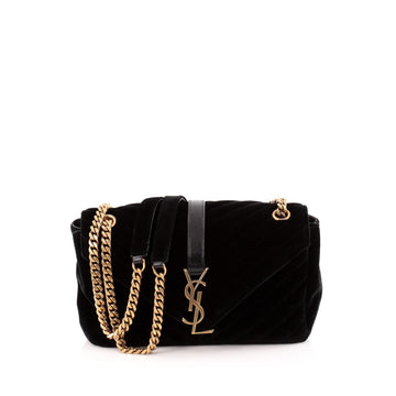 Saint Laurent Classic Monogram Satchel Matelasse Chevron Velvet Medium