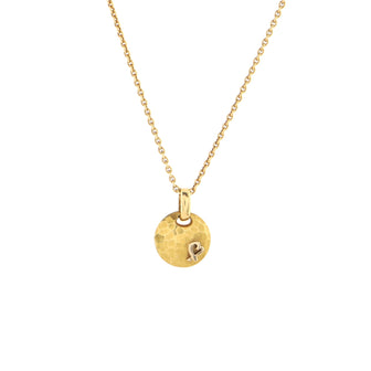 Tiffany & Co. Paloma Picasso Hammered Disc Loving Heart Pendant Necklace 18K Yellow Gold