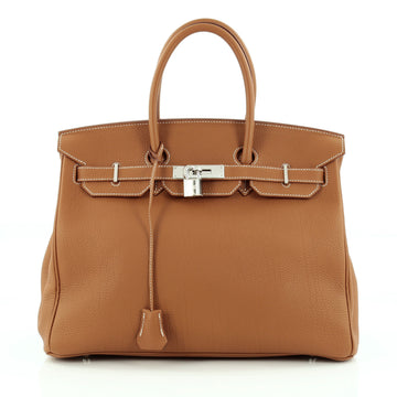 Hermes Birkin Handbag Brown Togo with Palladium Hardware 35
