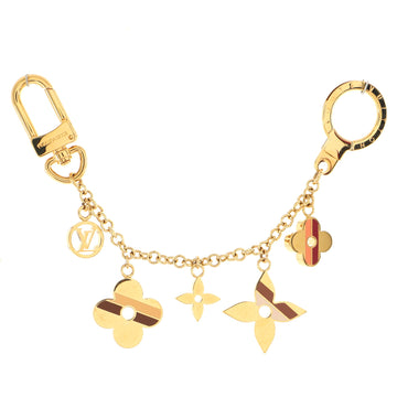 Louis Vuitton Striped Flowers Bag Charm and Key Holder Metal with Enamel