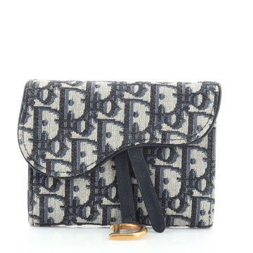 Christian Dior Saddle Flap Wallet Oblique Canvas Mini