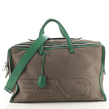 Fendi Lui Logo Duffle Bag Pequin Canvas Large