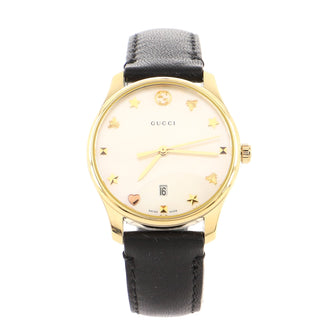 Gucci G-Timeless Charm Quartz Watch Stainless Steel and Leather with Mother of Pearl 29