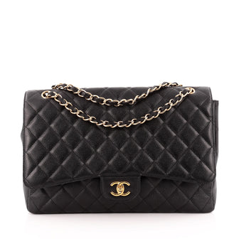 Chanel Classic Single Flap Bag Quilted Caviar Maxi