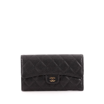 Chanel L Flap Wallet Quilted Caviar Long