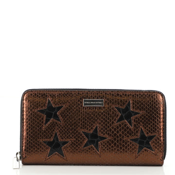 Stella McCartney Zip Around Wallet Patchwork Faux Snakeskin Long