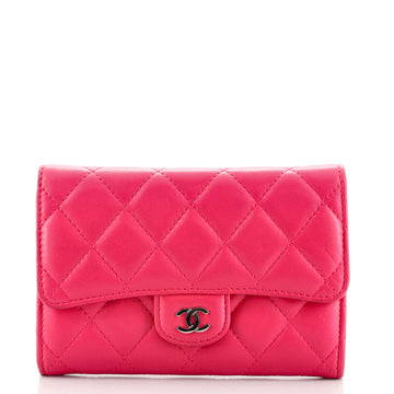Chanel CC Gusset Classic Flap Wallet Quilted Lambskin Small
