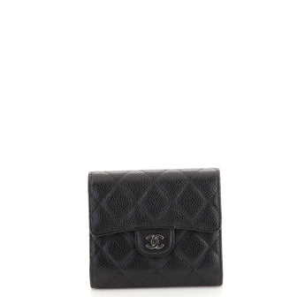 Chanel CC Compact Classic Flap Wallet Quilted Caviar