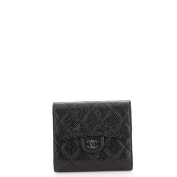 Chanel CC Compact Classic Flap Wallet Quilted Caviar