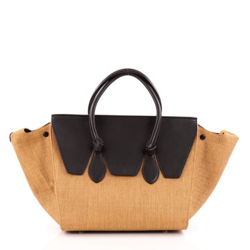 Celine Tie Tote Raffia and Leather Small